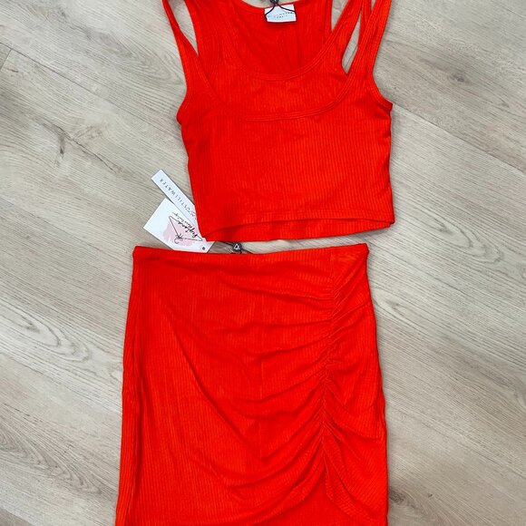 Stillwater Wide Rib Tank & Get Together Skirt Set, Arancia Tangerine - Picture 1 of 7